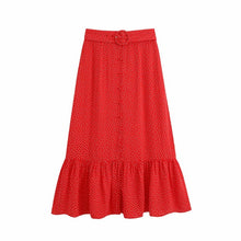 Load image into Gallery viewer, toppies fashion polka dot two piece set summer holidays set sexy cropped tops high waist ruffles midi skirts