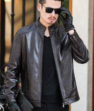 Load image into Gallery viewer, Plus size men genuine leather jacket 5XL 6XL 7XL 2020 spring and autumn zipper male sheepskin leather jacket father outwear P07