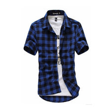 Load image into Gallery viewer, Red And Black Plaid Shirt Men Shirts 2020 New Summer Fashion Chemise Homme Mens Checkered Shirts Short Sleeve Shirt Men Blouse