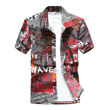 Load image into Gallery viewer, 2019 Fashion Mens Short Sleeve Hawaiian Shirt Fast drying Plus Size Asian Size M-5XL Summer Casual Floral Beach Shirts For Men