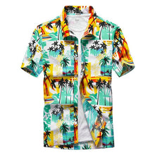 Load image into Gallery viewer, 2019 Fashion Mens Short Sleeve Hawaiian Shirt Fast drying Plus Size Asian Size M-5XL Summer Casual Floral Beach Shirts For Men