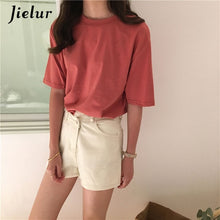 Load image into Gallery viewer, Jielur Tee Shirt 15 Solid Color Basic T Shirt Women Casual O-neck Harajuku Summer Top Korean Hipster White Tshirt S-XL