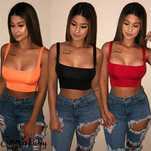 Load image into Gallery viewer, Sexy Women Solid Strappy Tank 2019 Vest Crop Top Summer Beach Party Sleeveless Slash Neck Tanks Woman Girls Bralette Tank Top