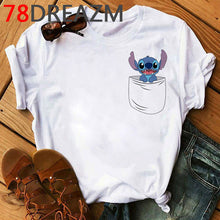 Load image into Gallery viewer, Summer Top Lilo Stitch T Shirt Women Ulzzang 2020 Kawaii Cartoon Stitch Ohana Graphic Tees Women Plus Size Unisex T-shirt Female