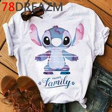 Load image into Gallery viewer, Summer Top Lilo Stitch T Shirt Women Ulzzang 2020 Kawaii Cartoon Stitch Ohana Graphic Tees Women Plus Size Unisex T-shirt Female