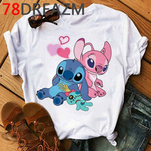 Load image into Gallery viewer, Summer Top Lilo Stitch T Shirt Women Ulzzang 2020 Kawaii Cartoon Stitch Ohana Graphic Tees Women Plus Size Unisex T-shirt Female