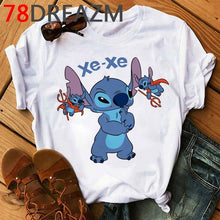 Load image into Gallery viewer, Summer Top Lilo Stitch T Shirt Women Ulzzang 2020 Kawaii Cartoon Stitch Ohana Graphic Tees Women Plus Size Unisex T-shirt Female