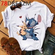 Load image into Gallery viewer, Summer Top Lilo Stitch T Shirt Women Ulzzang 2020 Kawaii Cartoon Stitch Ohana Graphic Tees Women Plus Size Unisex T-shirt Female