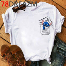 Load image into Gallery viewer, Summer Top Lilo Stitch T Shirt Women Ulzzang 2020 Kawaii Cartoon Stitch Ohana Graphic Tees Women Plus Size Unisex T-shirt Female