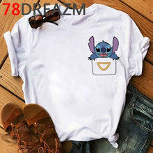 Load image into Gallery viewer, Summer Top Lilo Stitch T Shirt Women Ulzzang 2020 Kawaii Cartoon Stitch Ohana Graphic Tees Women Plus Size Unisex T-shirt Female