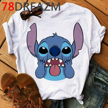 Load image into Gallery viewer, Summer Top Lilo Stitch T Shirt Women Ulzzang 2020 Kawaii Cartoon Stitch Ohana Graphic Tees Women Plus Size Unisex T-shirt Female