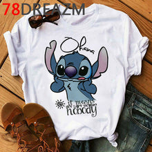 Load image into Gallery viewer, Summer Top Lilo Stitch T Shirt Women Ulzzang 2020 Kawaii Cartoon Stitch Ohana Graphic Tees Women Plus Size Unisex T-shirt Female