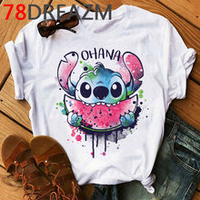 Load image into Gallery viewer, Summer Top Lilo Stitch T Shirt Women Ulzzang 2020 Kawaii Cartoon Stitch Ohana Graphic Tees Women Plus Size Unisex T-shirt Female