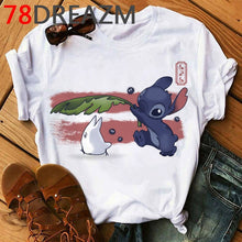 Load image into Gallery viewer, Summer Top Lilo Stitch T Shirt Women Ulzzang 2020 Kawaii Cartoon Stitch Ohana Graphic Tees Women Plus Size Unisex T-shirt Female