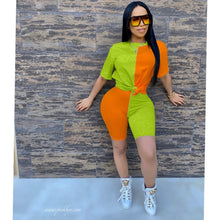Load image into Gallery viewer, 2020 Women Sets Summer Tracksuits Patchwork Sportswear Tops+Shorts Suit Two Piece Set Club Party Street 2 Pcs Sexy Outfits GL140