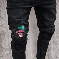 Load image into Gallery viewer, PADEGAO new Mens hiphop pencil jeans Hole Cowboy ripple design slim fit jeans high street Patch embroidered trousers moto jeans