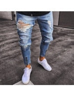 Load image into Gallery viewer, PADEGAO new Mens hiphop pencil jeans Hole Cowboy ripple design slim fit jeans high street Patch embroidered trousers moto jeans