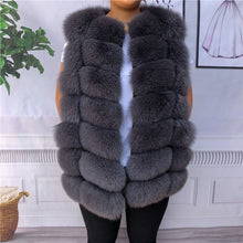 Load image into Gallery viewer, Natural fox fur vest ladies winter autumn coat warm vest made of natural fur women's vest real fur vest genuine fur coat fur ves