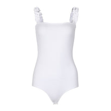 Load image into Gallery viewer, Ruffles Straps Women Sweet Bodysuits Sleeveless Ribbed Skinny Summer Body Tops 2020 Knitted Girls Casual Overalls Rompers M0711