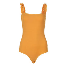 Load image into Gallery viewer, Ruffles Straps Women Sweet Bodysuits Sleeveless Ribbed Skinny Summer Body Tops 2020 Knitted Girls Casual Overalls Rompers M0711