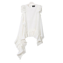 Load image into Gallery viewer, [EAM] Women Pleated Asymmetrical Long Blouse New Round Neck Sleeveless Loose Fit Shirt Fashion Tide Spring Summer 2020 LLL3240
