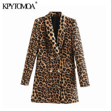 Load image into Gallery viewer, KPYTOMOA Women 2020 Vintage Fashion Double Breasted Leopard Blazer Coat Long Sleeve Animal Pattern Female Outerwear Chic Tops
