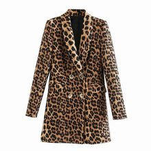 Load image into Gallery viewer, KPYTOMOA Women 2020 Vintage Fashion Double Breasted Leopard Blazer Coat Long Sleeve Animal Pattern Female Outerwear Chic Tops
