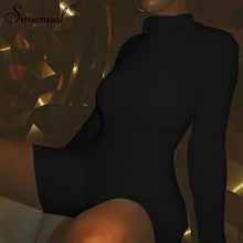 Load image into Gallery viewer, Simenual Casual Workout Sporty Active Wear Playsuits Ribbed Solid Skinny Long Sleeve Biker Shorts Rompers Womens Jumpsuit 2020
