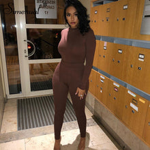 Load image into Gallery viewer, Simenual Basic Solid Skinny Women Two Piece Set Casual Fashion Workout Active Wear Bodycon Outfits Long Sleeve Top And Pants Set

