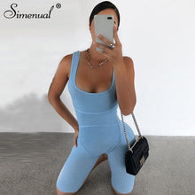 Load image into Gallery viewer, Simenual Ribbed Skinny Casual Biker Shorts Rompers Womens Jumpsuit Sleeveless Sporty Workout Bodycon Fashion Playsuits Solid Hot
