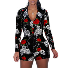 Load image into Gallery viewer, 2020 Hot Sale Womens Jumpsuit Sleepwear Fashion Floral Long Sleeve V Neck Bodycon Jumpsuit Bodysuit Romper Shorts Pants Overalls
