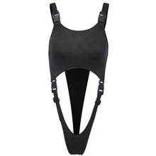 Load image into Gallery viewer, InstaHot Black Solid Sexy High Street Bodysuit Hollow Out Buckle Sleeveless Backless Ladies Suspenders Bodysuit Playsuit Summer
