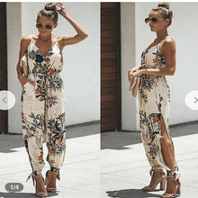 Load image into Gallery viewer, Women Floral Baggy Trousers Overalls Pants Solid Romper Jumpsuit Off Shoulder V Neck Bodycon Skinny Jumpsuit Romper Clubwear
