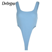 Load image into Gallery viewer, Darlingaga Backless Ribbed High Cut Bodycon Bodysuit Women Sleeveless Solid Basic Body Casual Summer Tank Bodysuits Top Jumpsuit
