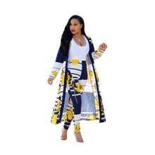 Load image into Gallery viewer, 2019 Europe and the United States new autumn and winter long-sleeved printed jacket cloak tights two-piece
