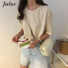 Load image into Gallery viewer, Jielur Tee Shirt 15 Solid Color Basic T Shirt Women Casual O-neck Harajuku Summer Top Korean Hipster White Tshirt S-XL
