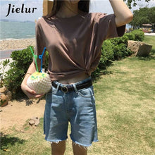 Load image into Gallery viewer, Jielur Tee Shirt 15 Solid Color Basic T Shirt Women Casual O-neck Harajuku Summer Top Korean Hipster White Tshirt S-XL
