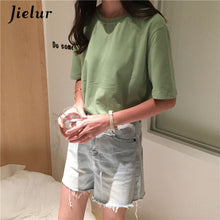 Load image into Gallery viewer, Jielur Tee Shirt 15 Solid Color Basic T Shirt Women Casual O-neck Harajuku Summer Top Korean Hipster White Tshirt S-XL

