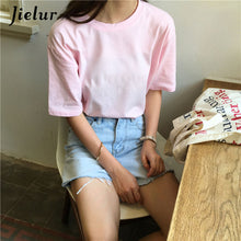 Load image into Gallery viewer, Jielur Tee Shirt 15 Solid Color Basic T Shirt Women Casual O-neck Harajuku Summer Top Korean Hipster White Tshirt S-XL
