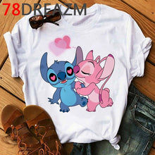 Load image into Gallery viewer, Summer Top Lilo Stitch T Shirt Women Ulzzang 2020 Kawaii Cartoon Stitch Ohana Graphic Tees Women Plus Size Unisex T-shirt Female

