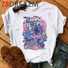 Load image into Gallery viewer, Summer Top Lilo Stitch T Shirt Women Ulzzang 2020 Kawaii Cartoon Stitch Ohana Graphic Tees Women Plus Size Unisex T-shirt Female
