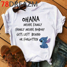Load image into Gallery viewer, Summer Top Lilo Stitch T Shirt Women Ulzzang 2020 Kawaii Cartoon Stitch Ohana Graphic Tees Women Plus Size Unisex T-shirt Female
