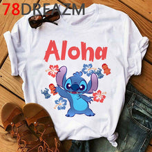 Load image into Gallery viewer, Summer Top Lilo Stitch T Shirt Women Ulzzang 2020 Kawaii Cartoon Stitch Ohana Graphic Tees Women Plus Size Unisex T-shirt Female
