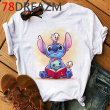 Load image into Gallery viewer, Summer Top Lilo Stitch T Shirt Women Ulzzang 2020 Kawaii Cartoon Stitch Ohana Graphic Tees Women Plus Size Unisex T-shirt Female
