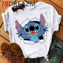 Load image into Gallery viewer, Summer Top Lilo Stitch T Shirt Women Ulzzang 2020 Kawaii Cartoon Stitch Ohana Graphic Tees Women Plus Size Unisex T-shirt Female
