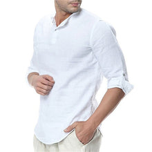Load image into Gallery viewer, JDDTON 2020 New Men's Summer Long Sleeve Cotton Linen Long Sleeve Cotton Casual Breathable Shirts Style Solid Male Shirts JE065
