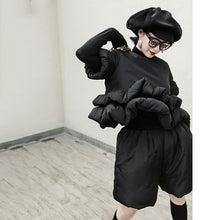 Load image into Gallery viewer, [EAM] Wide Leg Shorts  Two Piece Suit New Round Neck Short Sleeve Black Loose Fit Women Fashion Tide Spring Autumn 2020 1R346
