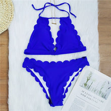 Load image into Gallery viewer, Peachtan Sexy ribbed swimsuit female Bandeau bikini set 2020 Solid white swimwear women Swimming suit Bathers bathing suit new
