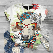 Load image into Gallery viewer, Plus Size Women Short Sleeve 3D Animal Printed O-Neck Tops Tee T-Shirt Remeras Mujer Tallas Grandes Mujer#s
