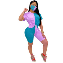 Load image into Gallery viewer, 2020 Women Sets Summer Tracksuits Patchwork Sportswear Tops+Shorts Suit Two Piece Set Club Party Street 2 Pcs Sexy Outfits GL140
